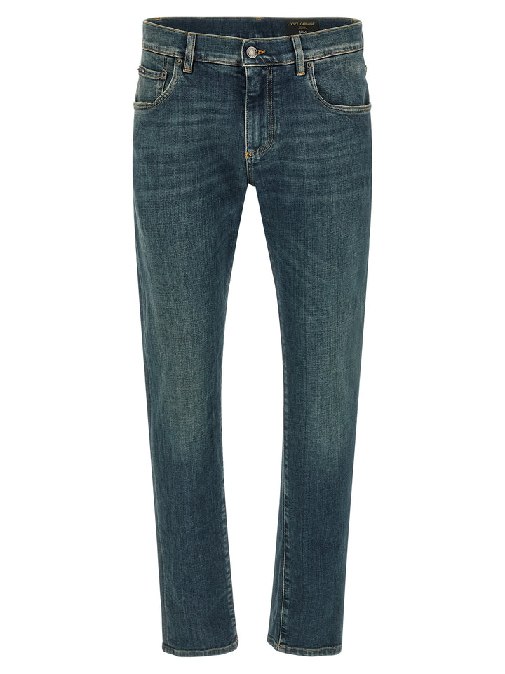 Dolce &amp; Gabbana Blue Cotton Slim Fit Jeans