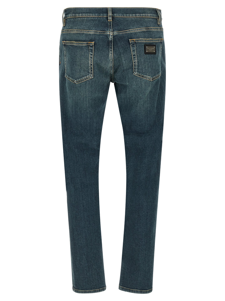 Dolce &amp; Gabbana Blue Cotton Slim Fit Jeans