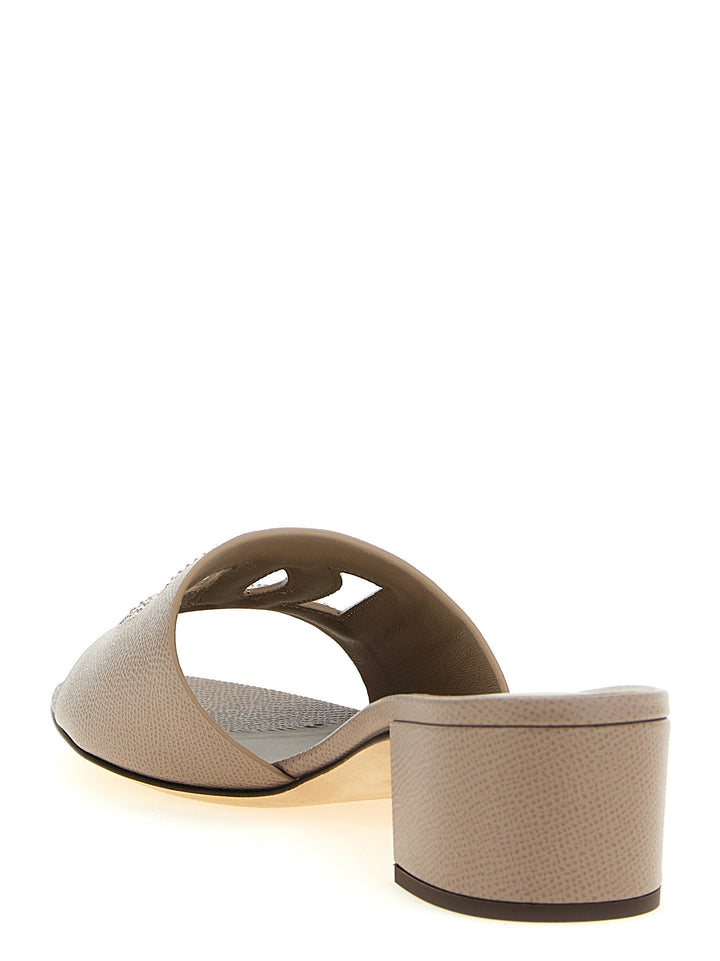 Dolce &amp; Gabbana Gray Calfskin Mules