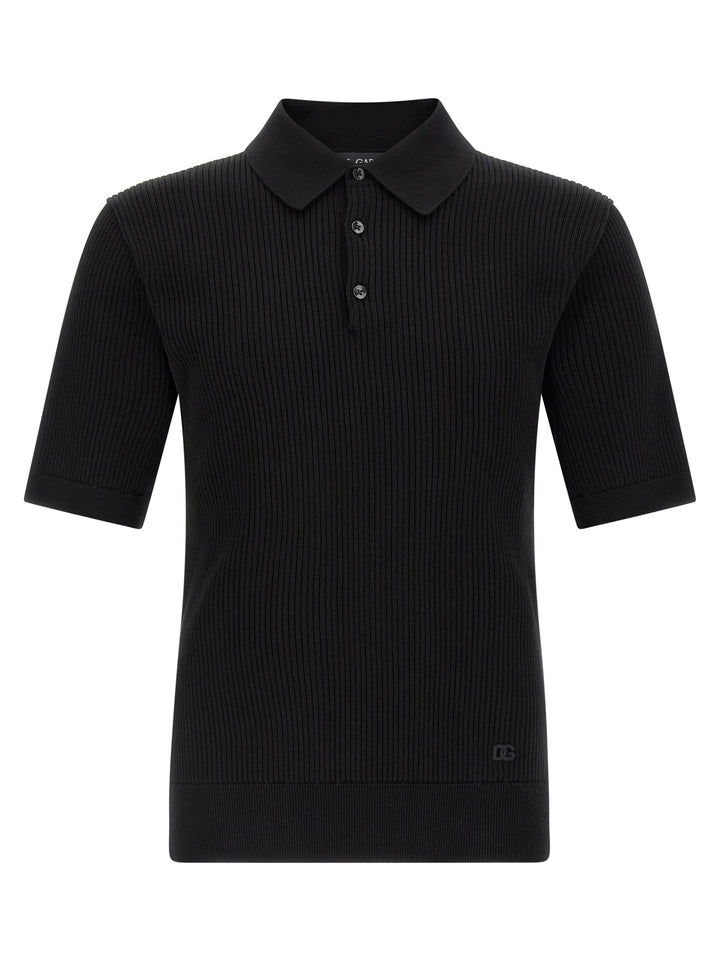 Dolce &amp; Gabbana Black Cotton Polo Shirt