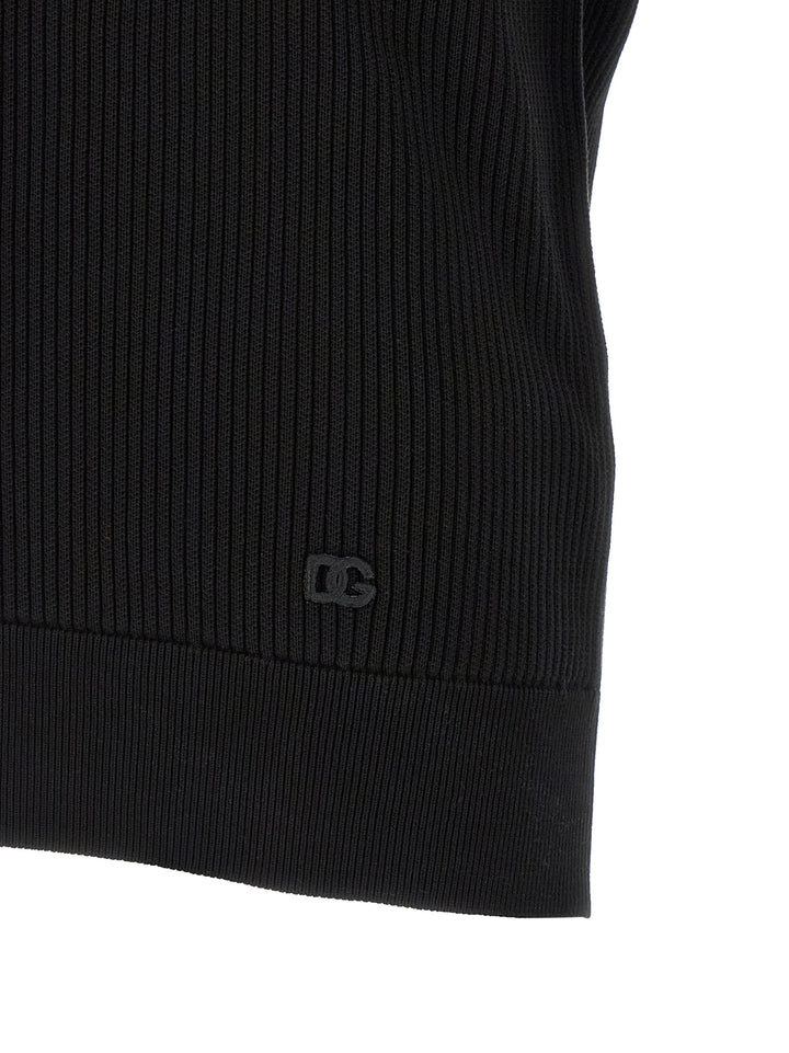 Dolce &amp; Gabbana Black Cotton Polo Shirt