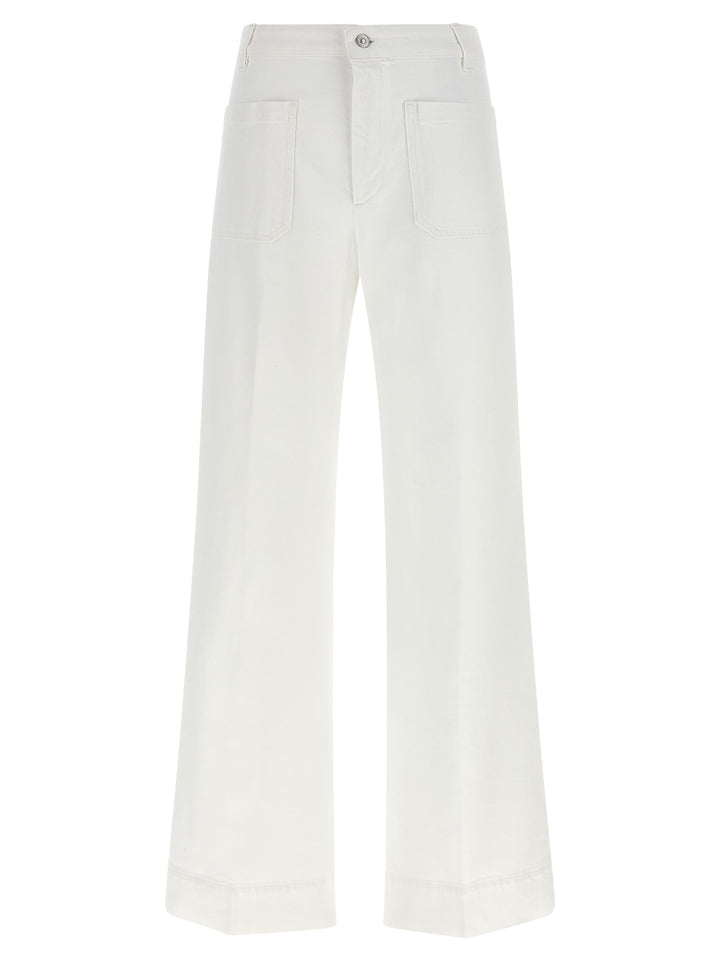 Victoria Beckham White Cotton Flared Jeans
