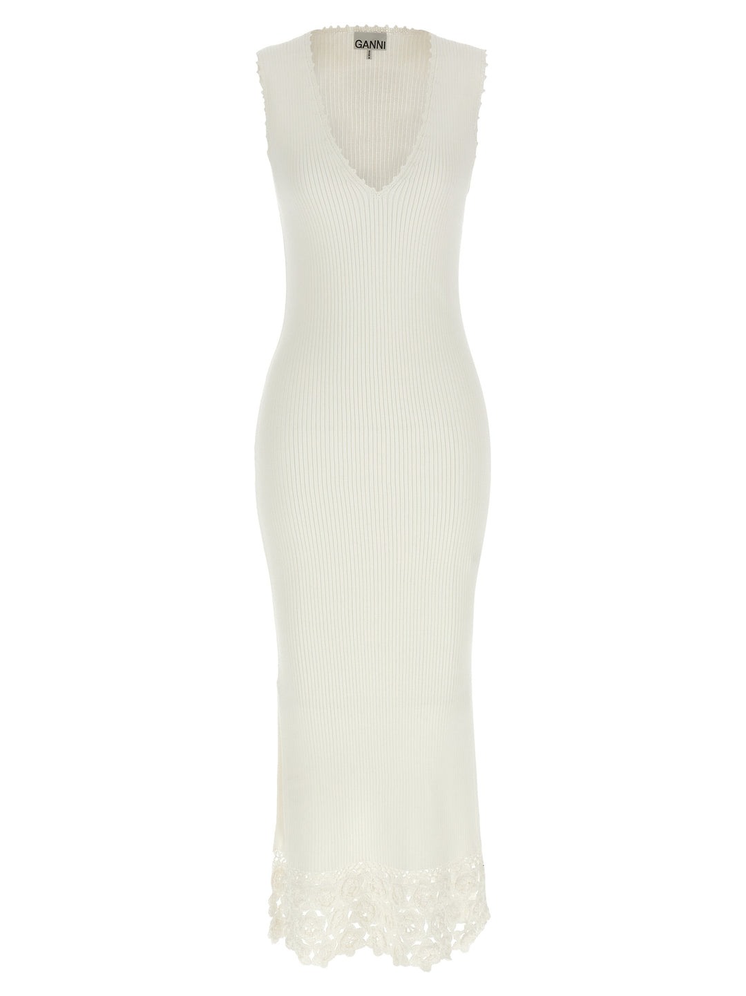Ganni White Organic Cotton Long Dress