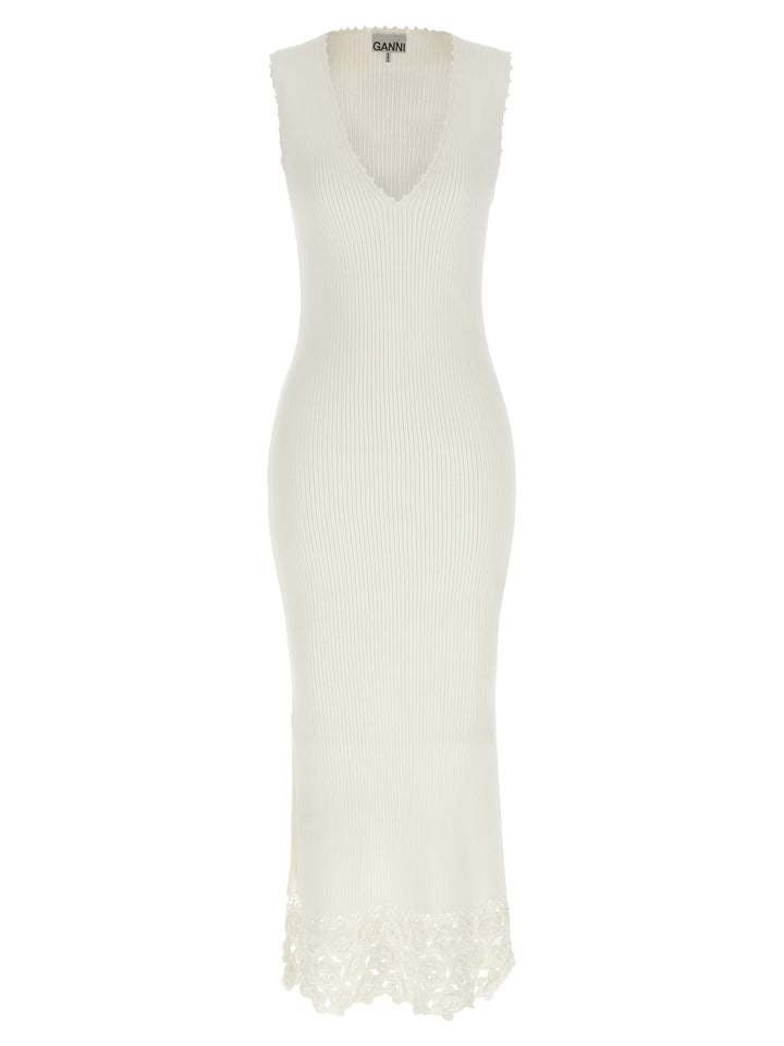 Ganni White Organic Cotton Long Dress