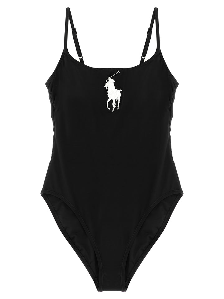 Polo Ralph Lauren Black Nylon One-Piece Swimsuit