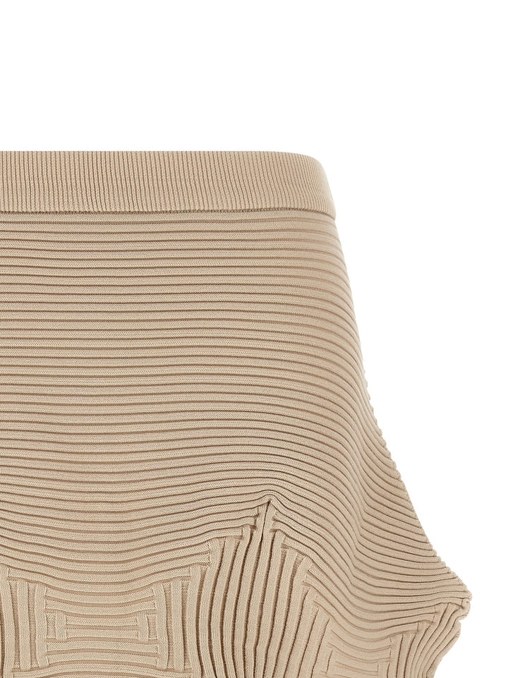 Issey Miyake Beige Polyester Midi Skirt