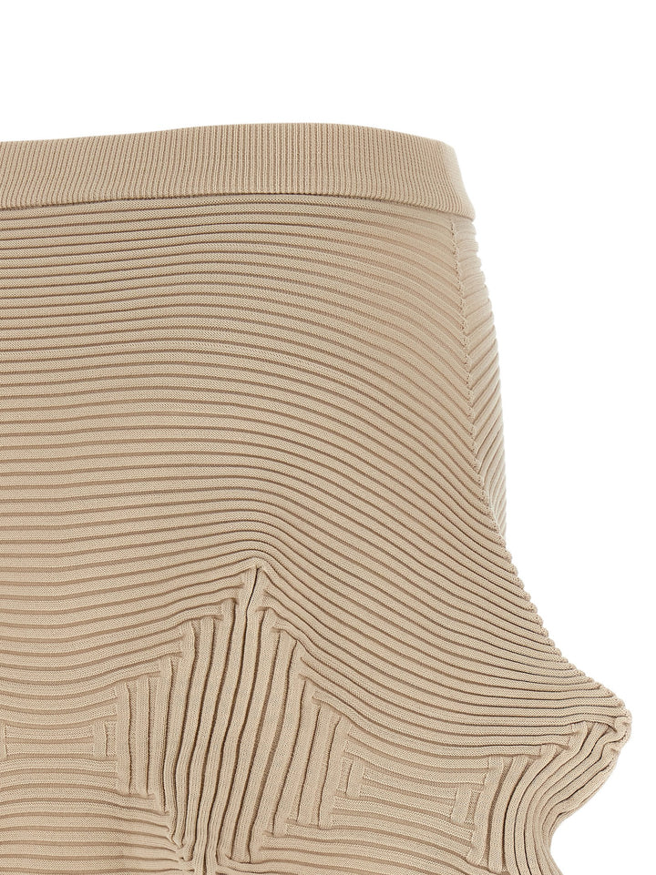 Issey Miyake Beige Polyester Midi Skirt