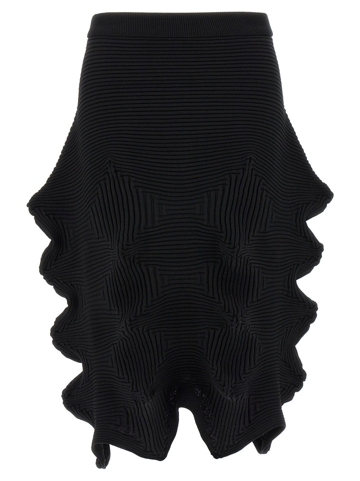 Issey Miyake Black Polyester Midi Skirt