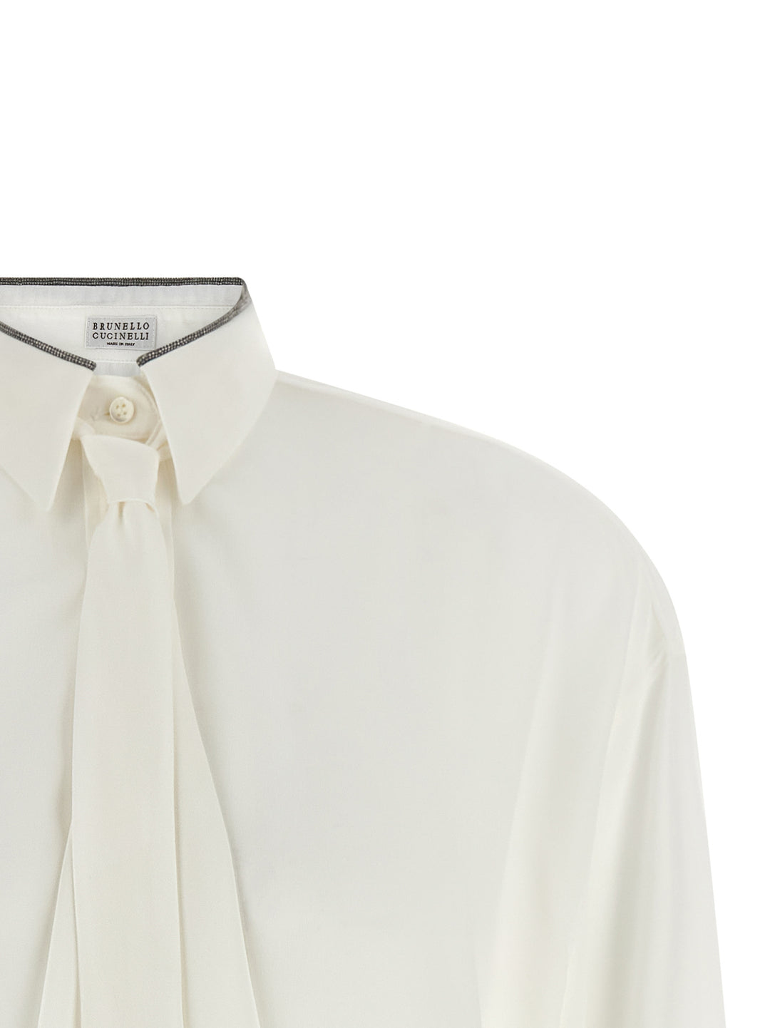 Brunello Cucinelli White Silk Blouse