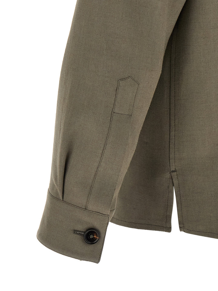 ZEGNA Gray Linen Blouse