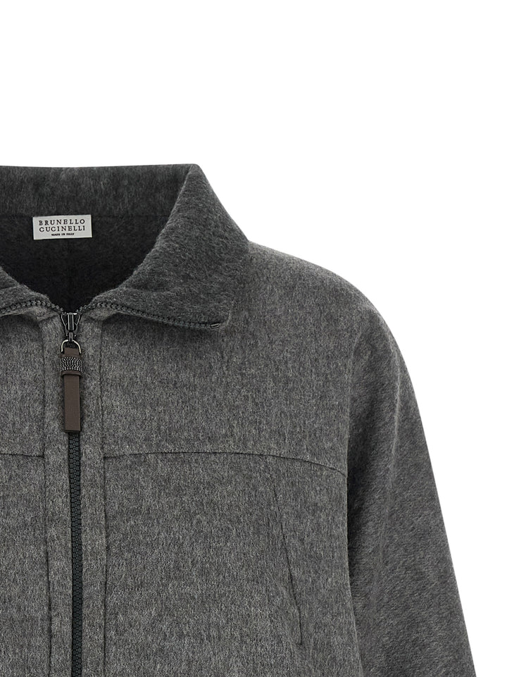 Brunello Cucinelli Gray Virgin Wool Full-Length Jacket