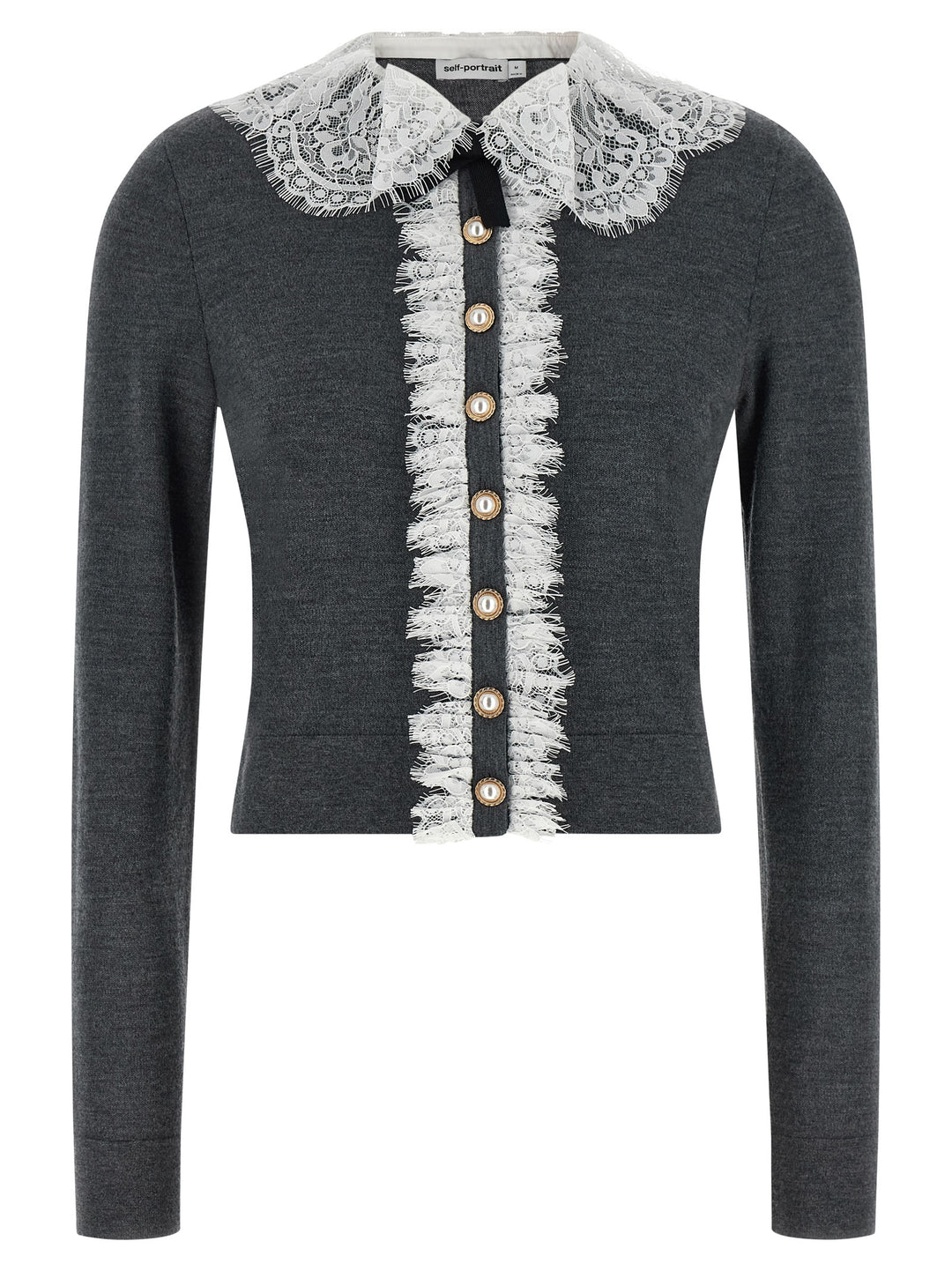 Self-Portrait Gray Wool Cardigan