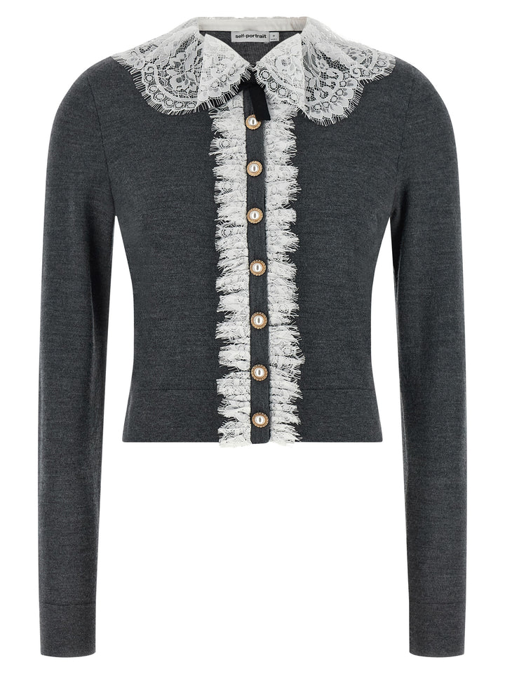 Self-Portrait Gray Wool Cardigan