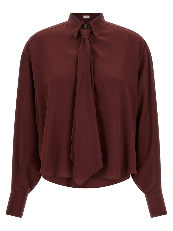 Brunello Cucinelli Bordeaux Silk Blouse