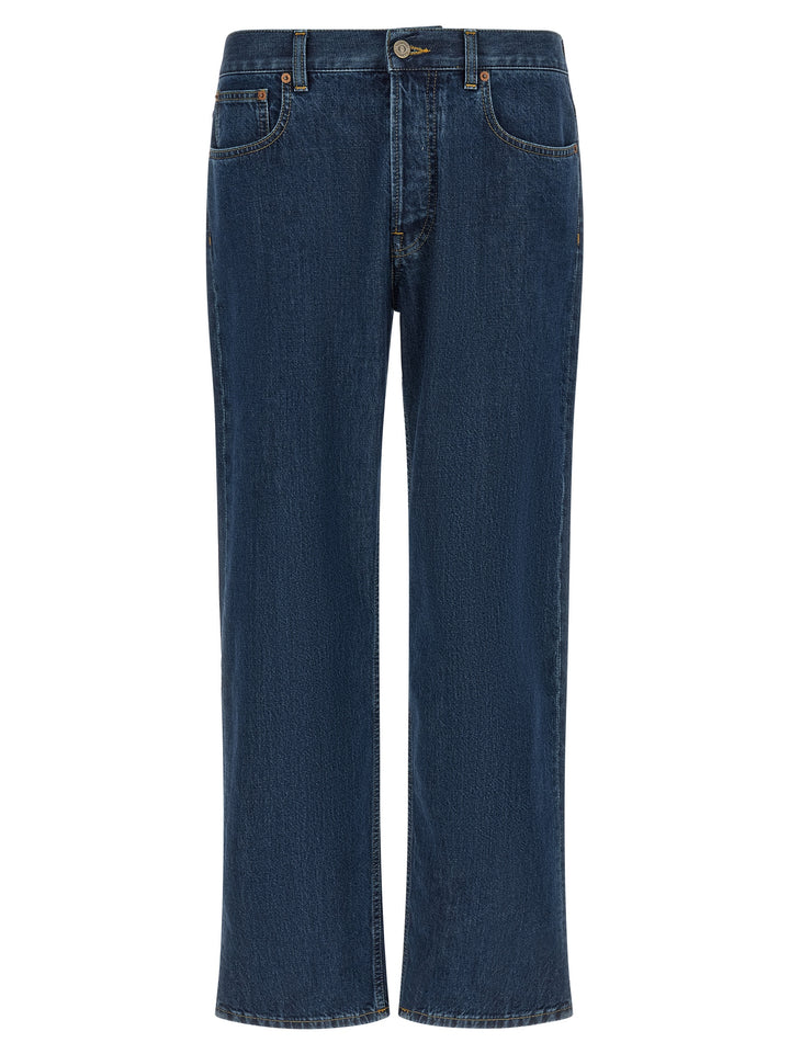 Valentino Garavani Blue Cotton Straight-Leg Jeans
