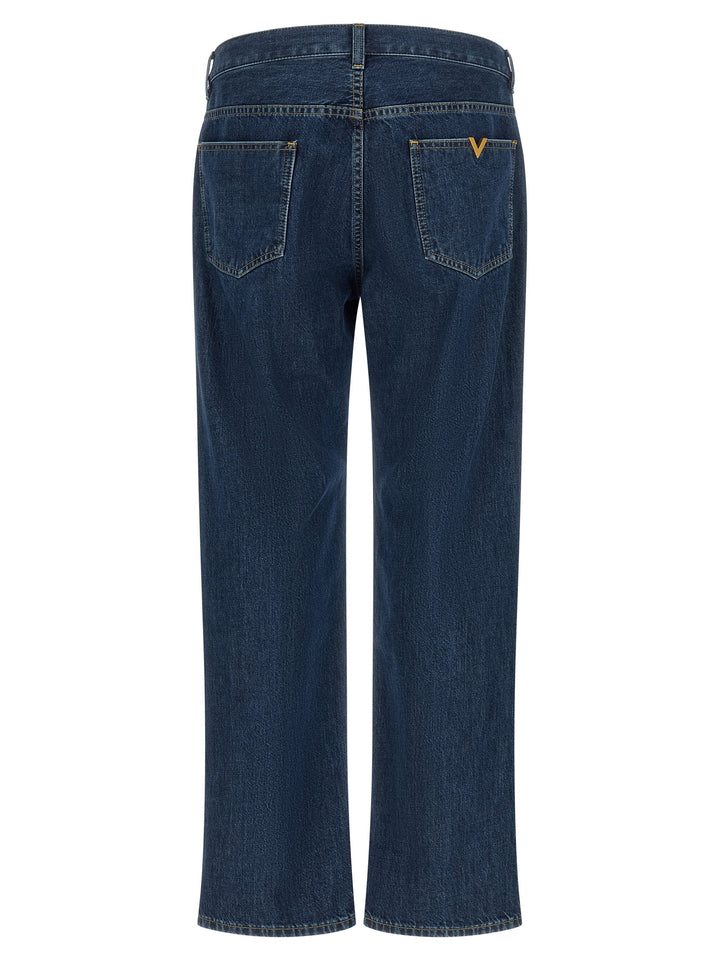 Valentino Garavani Blue Cotton Straight-Leg Jeans