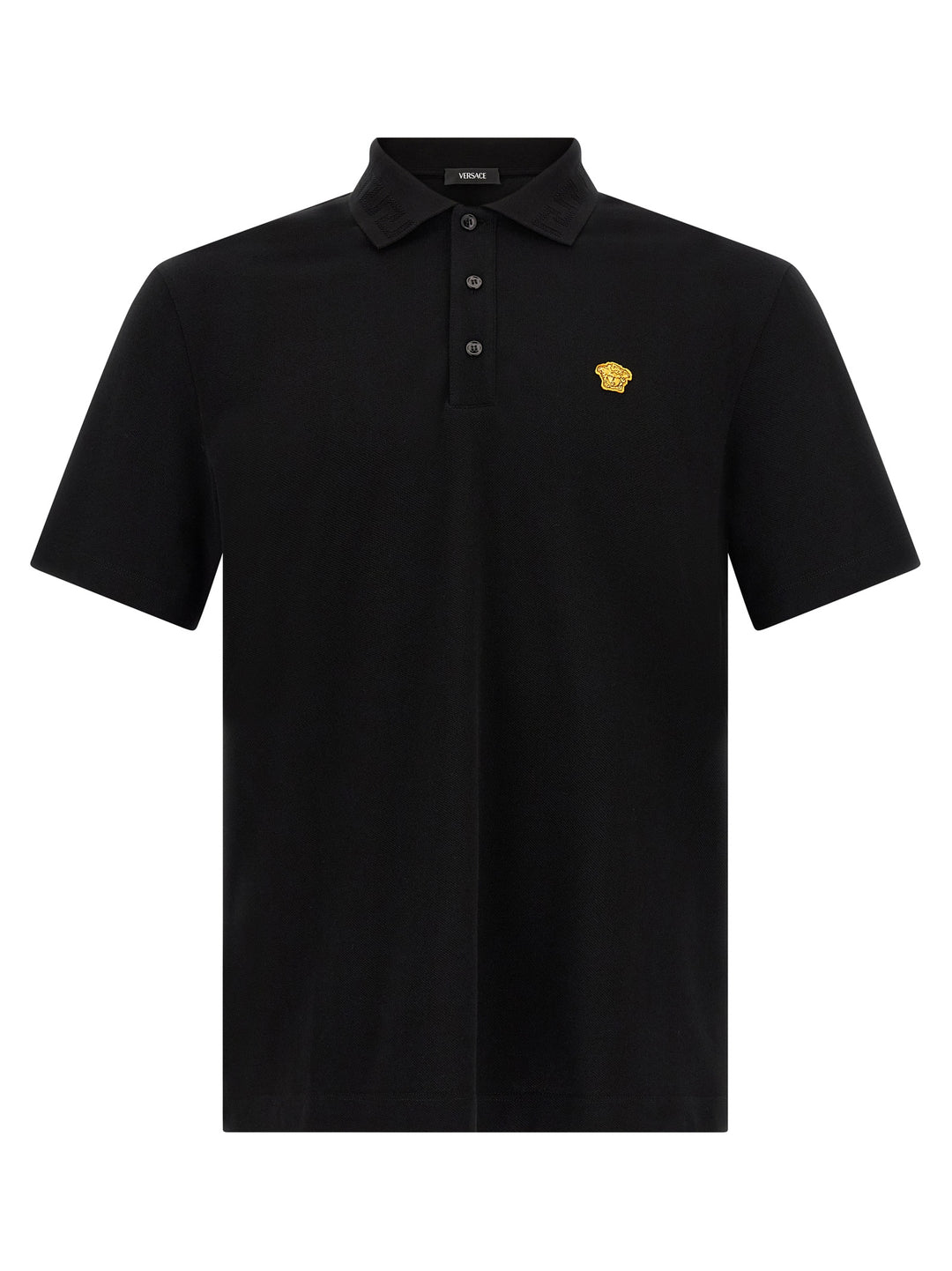Versace Black Cotton Polo Shirt