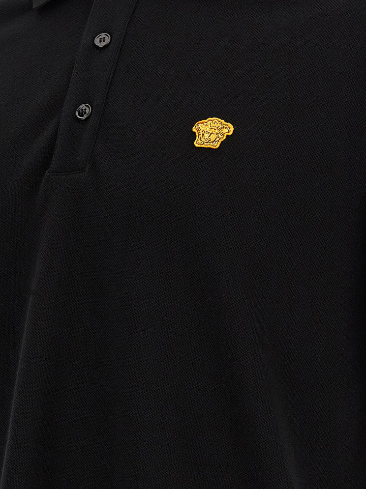 Versace Black Cotton Polo Shirt