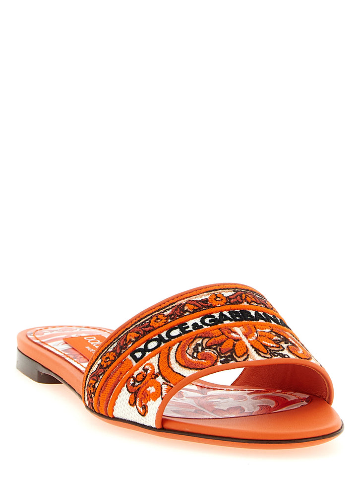 Dolce &amp; Gabbana Orange Cotton Slides