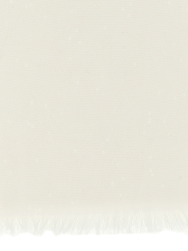 Brunello Cucinelli White Cashmere Scarf