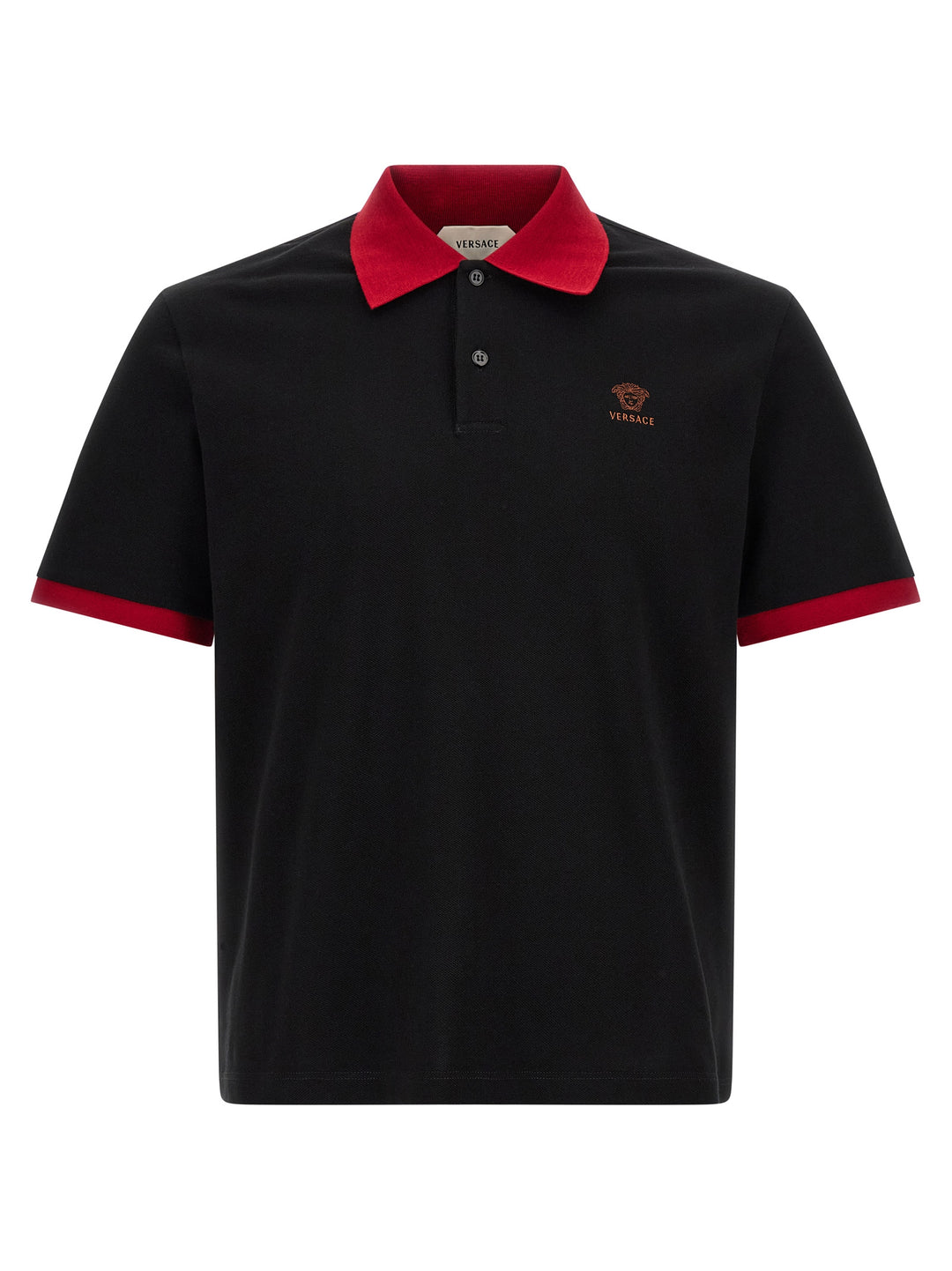 Versace Black Cotton Polo Shirt