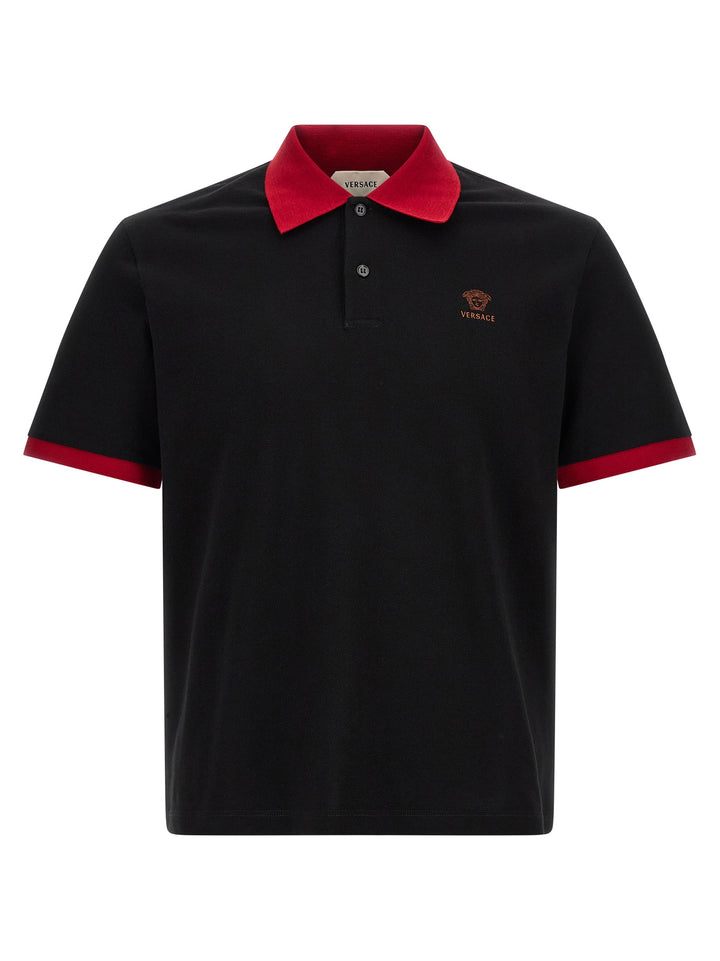 Versace Black Cotton Polo Shirt