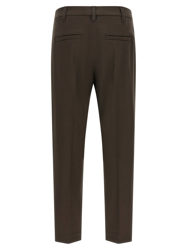 Brunello Cucinelli Brown Virgin Wool Dress Pants