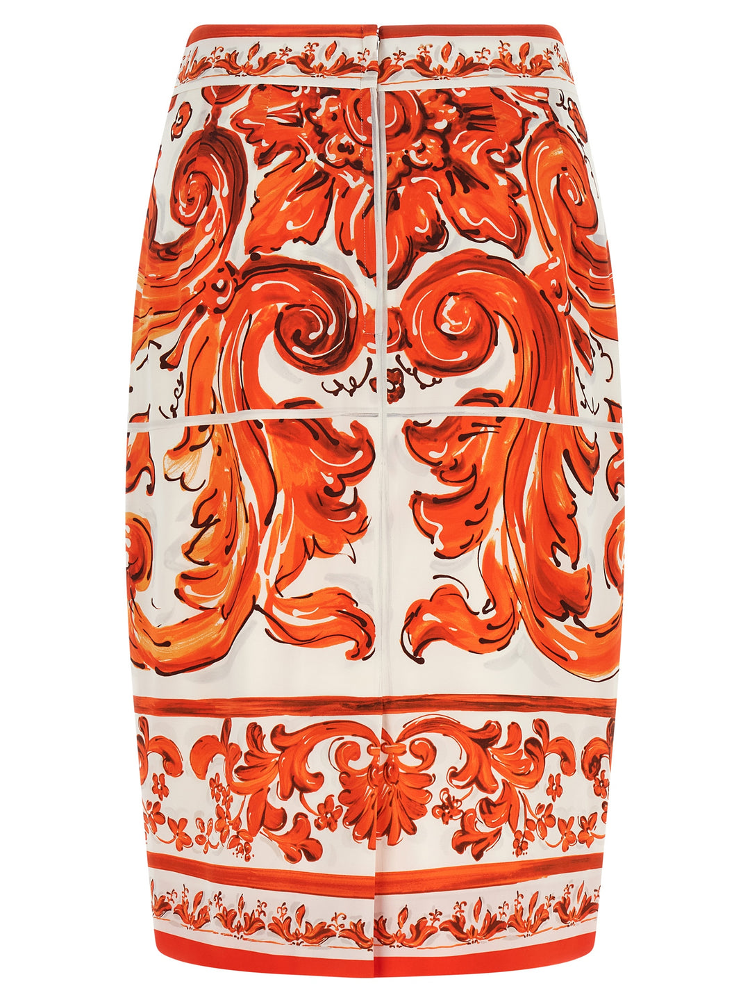 Dolce &amp; Gabbana Orange Silk Midi Skirt