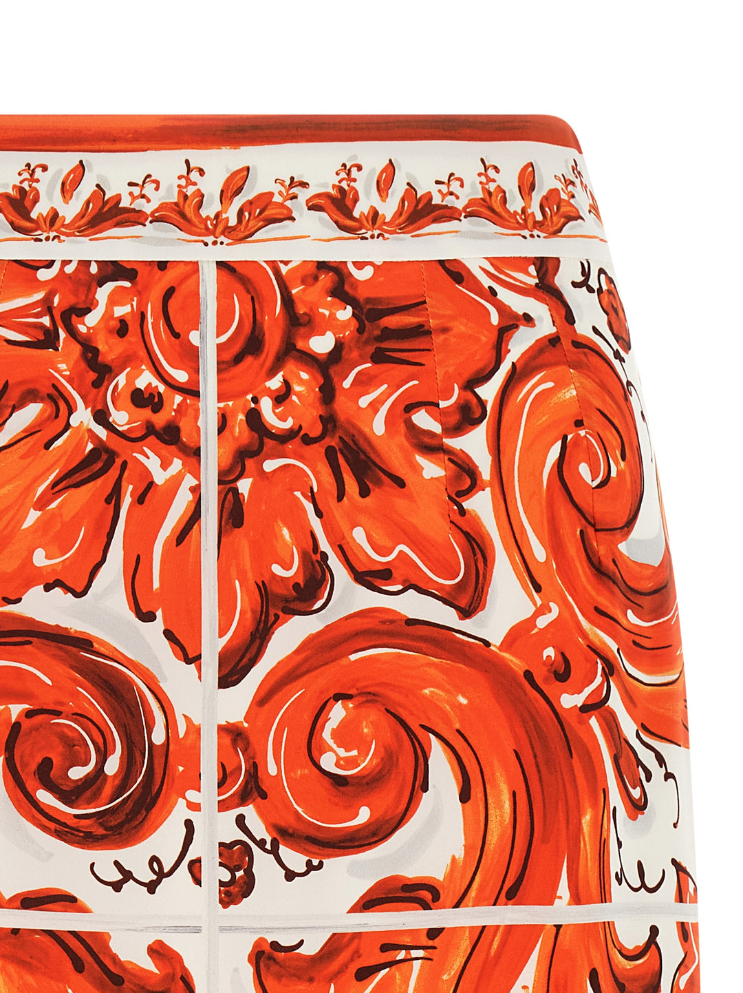Dolce &amp; Gabbana Orange Silk Midi Skirt