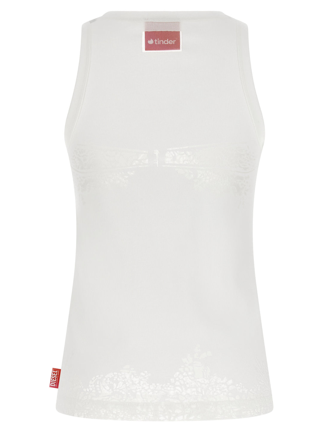 Diesel White Cotton Tank Tops