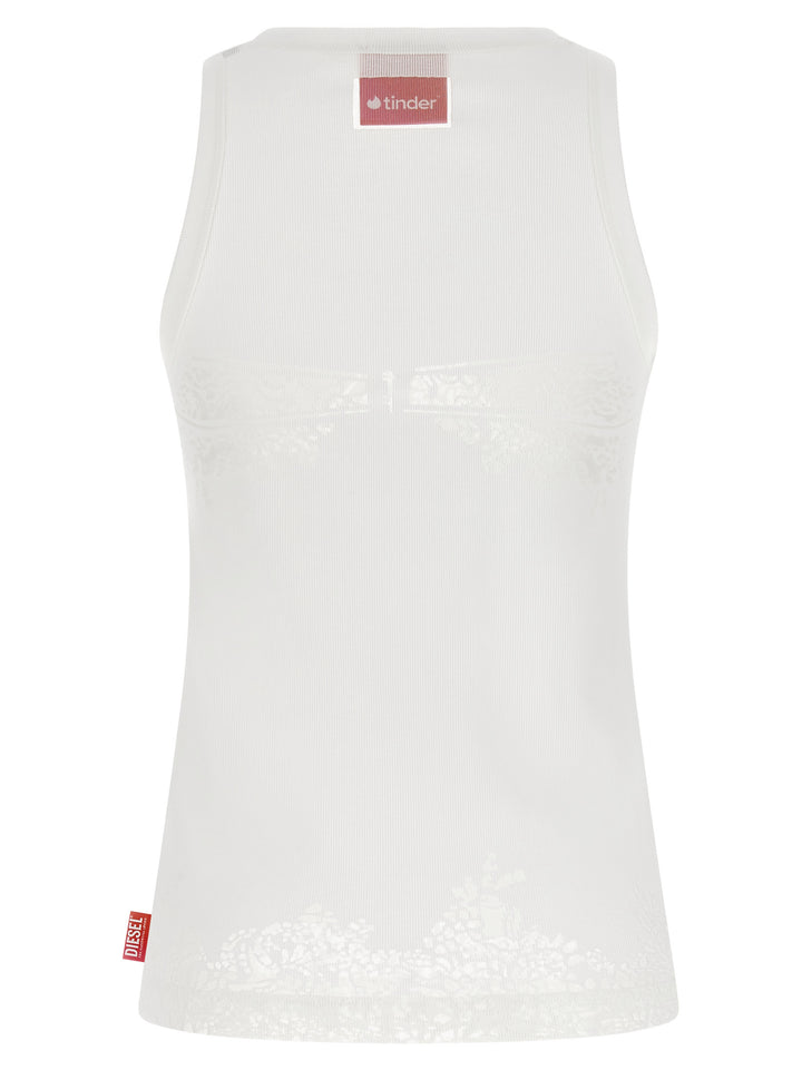 Diesel White Cotton Tank Tops