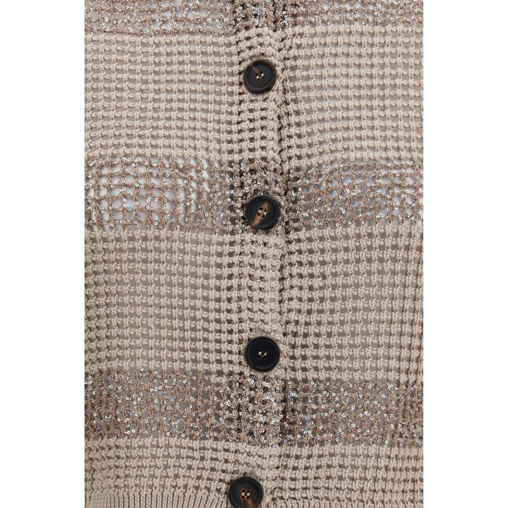 Brunello Cucinelli Beige Cotton Cardigan