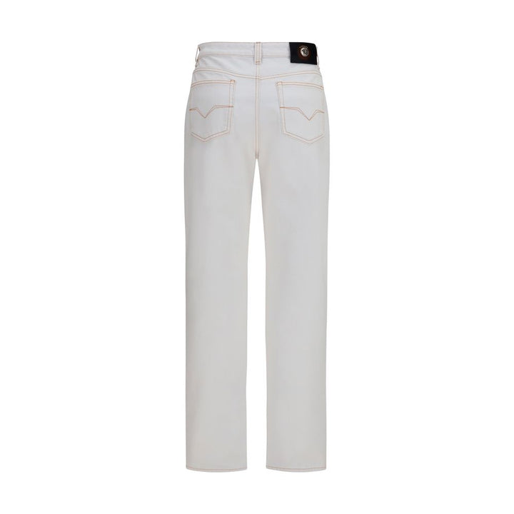 Versace White Cotton High-Waisted Jean