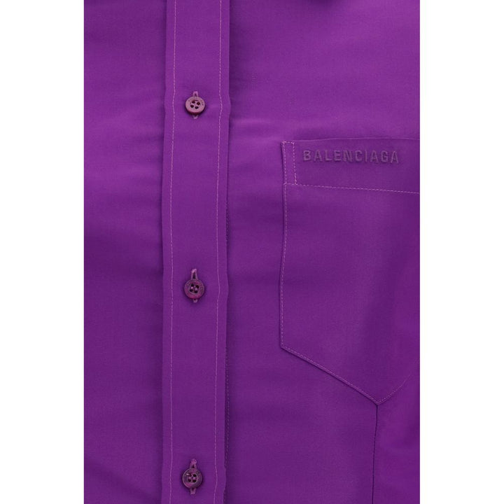 Balenciaga Purple Cotton Dress Shirt