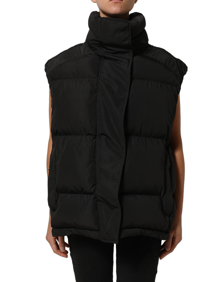 Dolce &amp; Gabbana Black Polyester Sleeveless Padded Men Puffer Jacket
