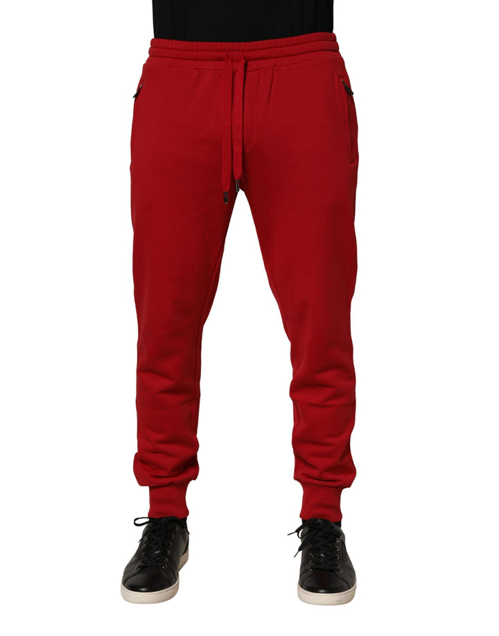 Dolce &amp; Gabbana Red DG Logo Cotton Jogger Men Sweatpants Pants