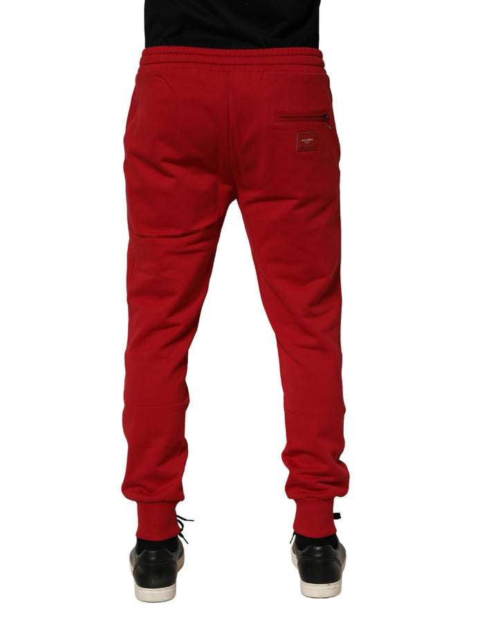 Dolce &amp; Gabbana Red DG Logo Cotton Jogger Men Sweatpants Pants