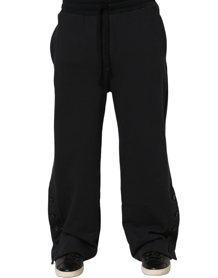 Dolce &amp; Gabbana Black Drawstring Viscose Jogger Men Sweatpants Pants