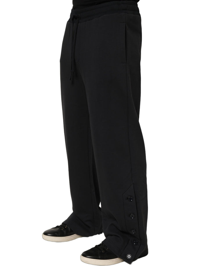Dolce &amp; Gabbana Black Drawstring Viscose Jogger Men Sweatpants Pants