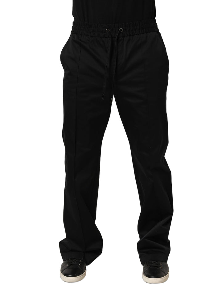 Dolce &amp; Gabbana Black Drawstring Cotton Jogger Men Sweatpants Pants