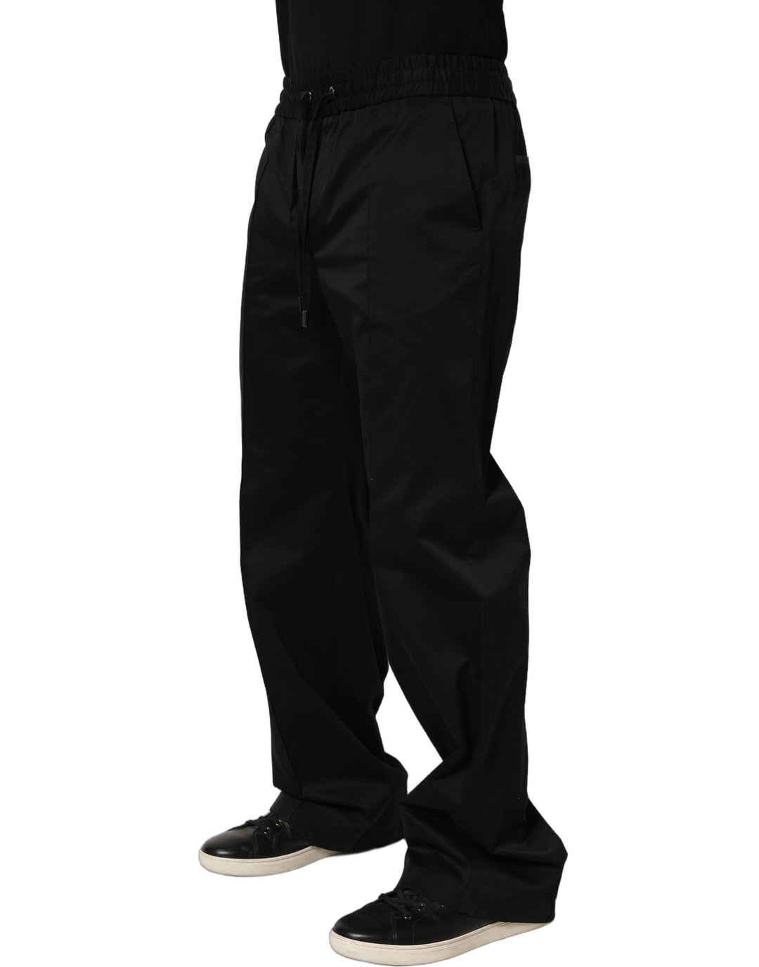 Dolce &amp; Gabbana Black Drawstring Cotton Jogger Men Sweatpants Pants