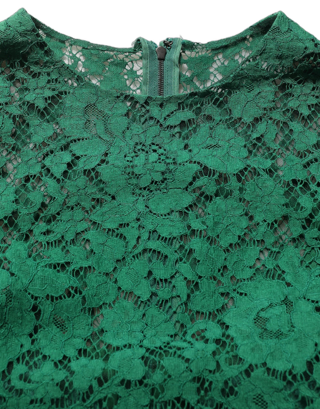 Dolce &amp; Gabbana Green Floral Lace Round Neck Blouse Top