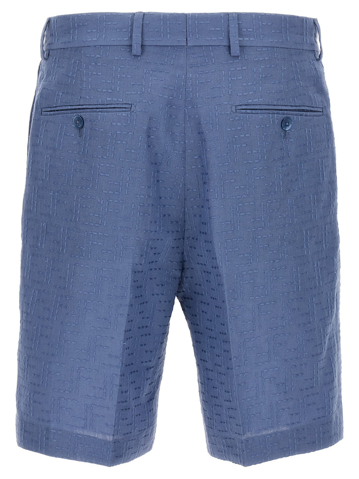 Fendi Blue Linen Bermuda Shorts