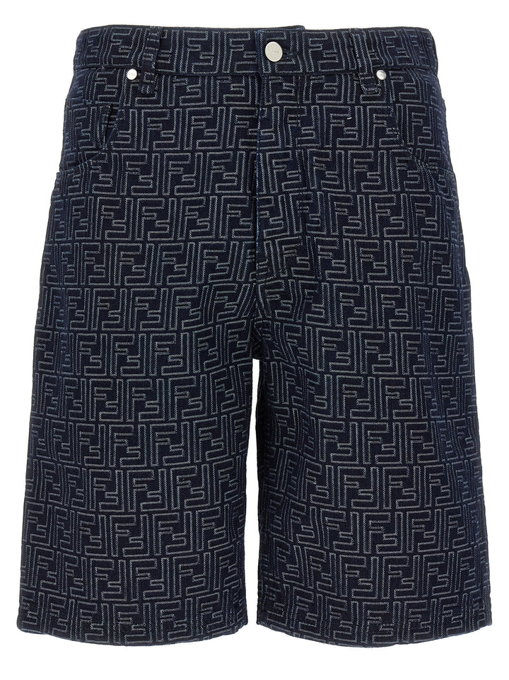 Fendi Blue Cotton Bermuda Shorts