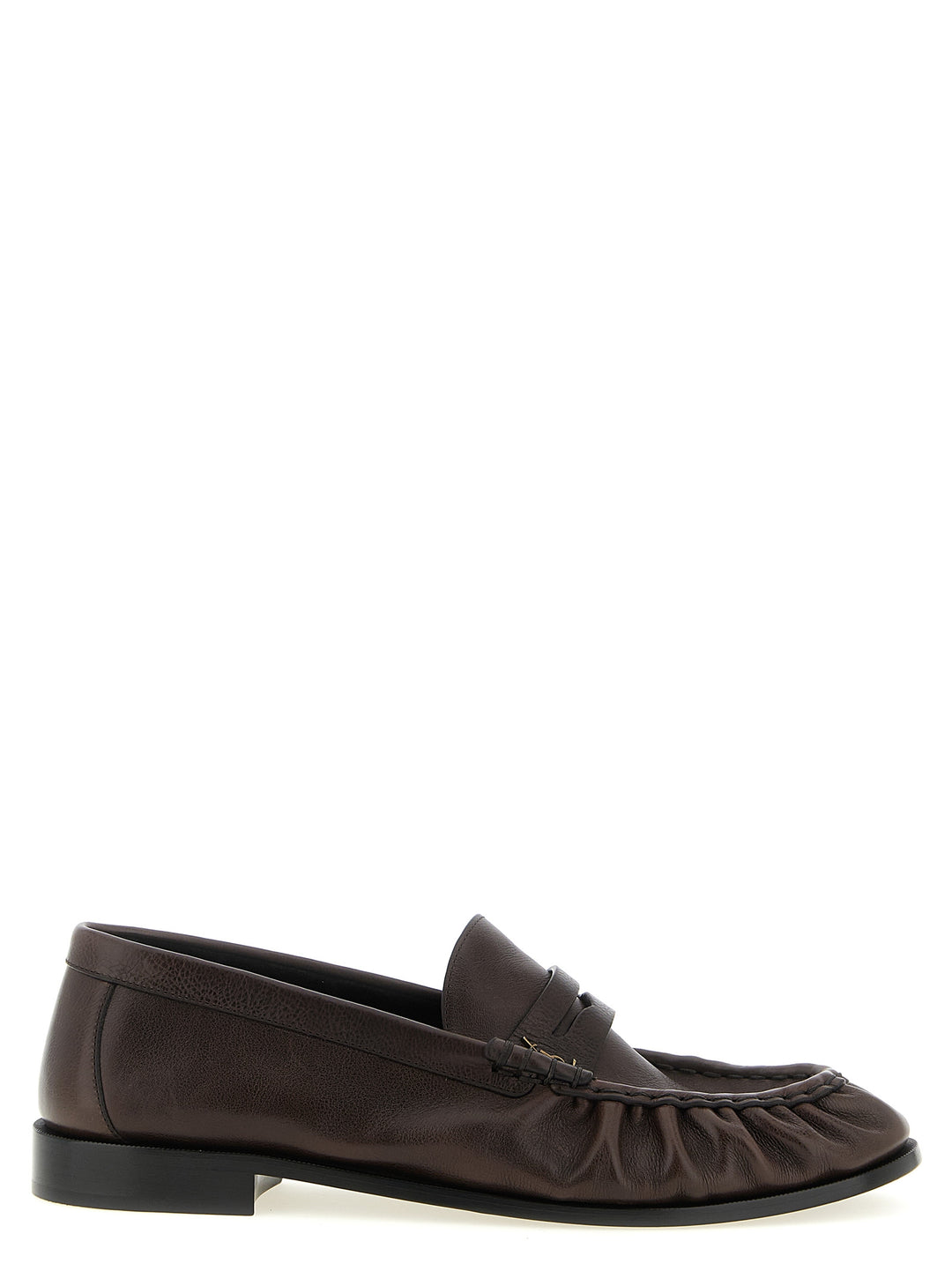 Saint Laurent Brown Calfskin Slip-On Loafers