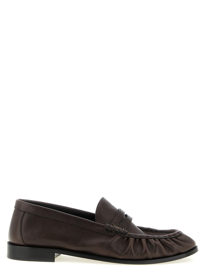 Saint Laurent Brown Calfskin Slip-On Loafers