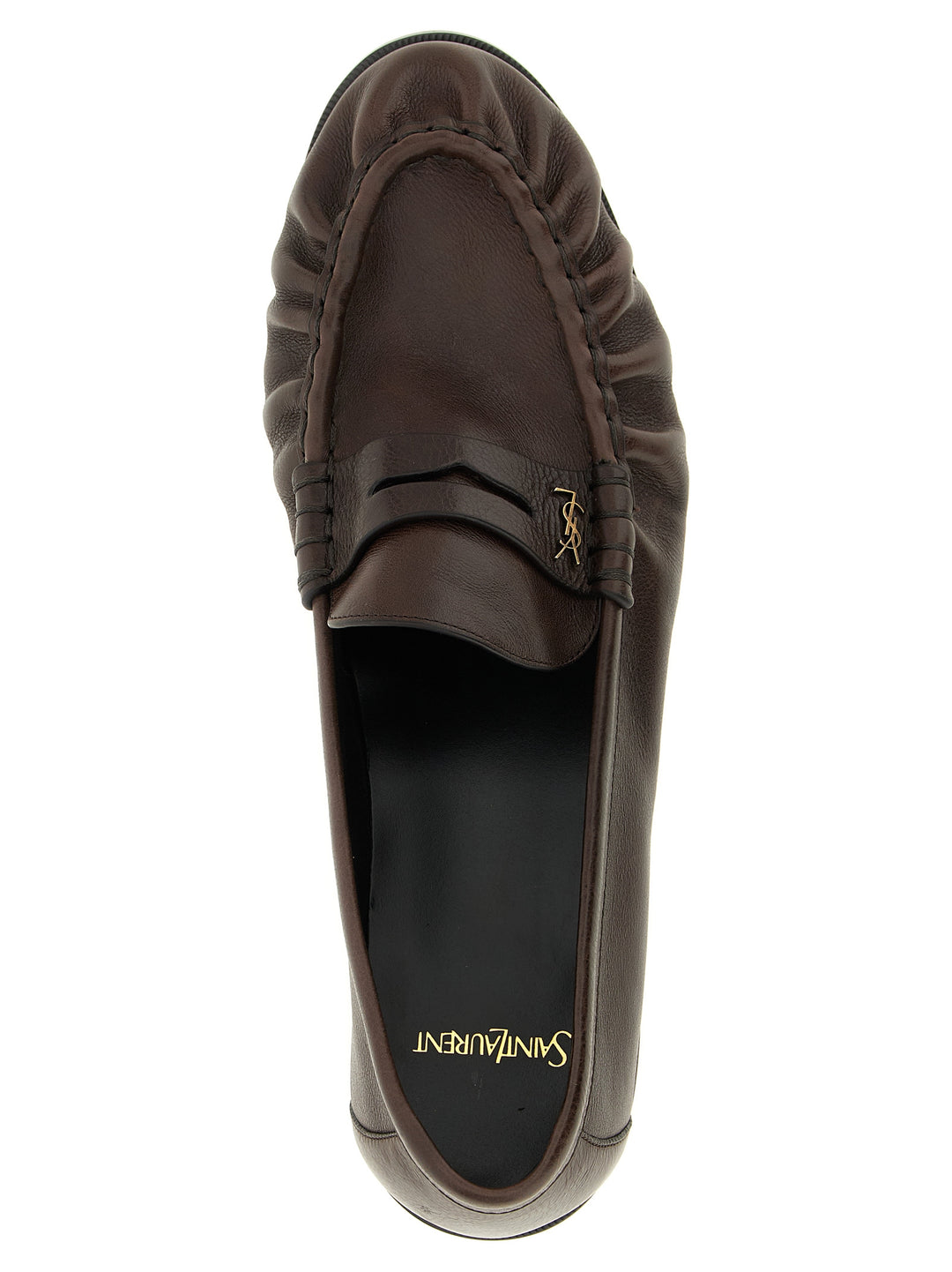 Saint Laurent Brown Calfskin Slip-On Loafers