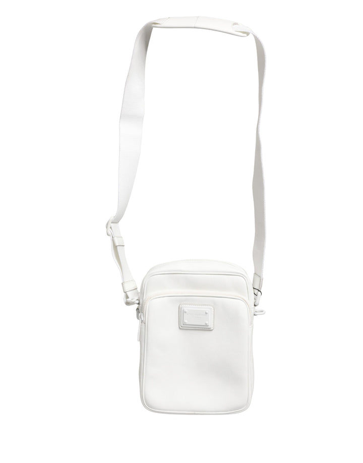 Dolce &amp; Gabbana White Logo Plaque Crossbody Shoulder Borse Men Bag