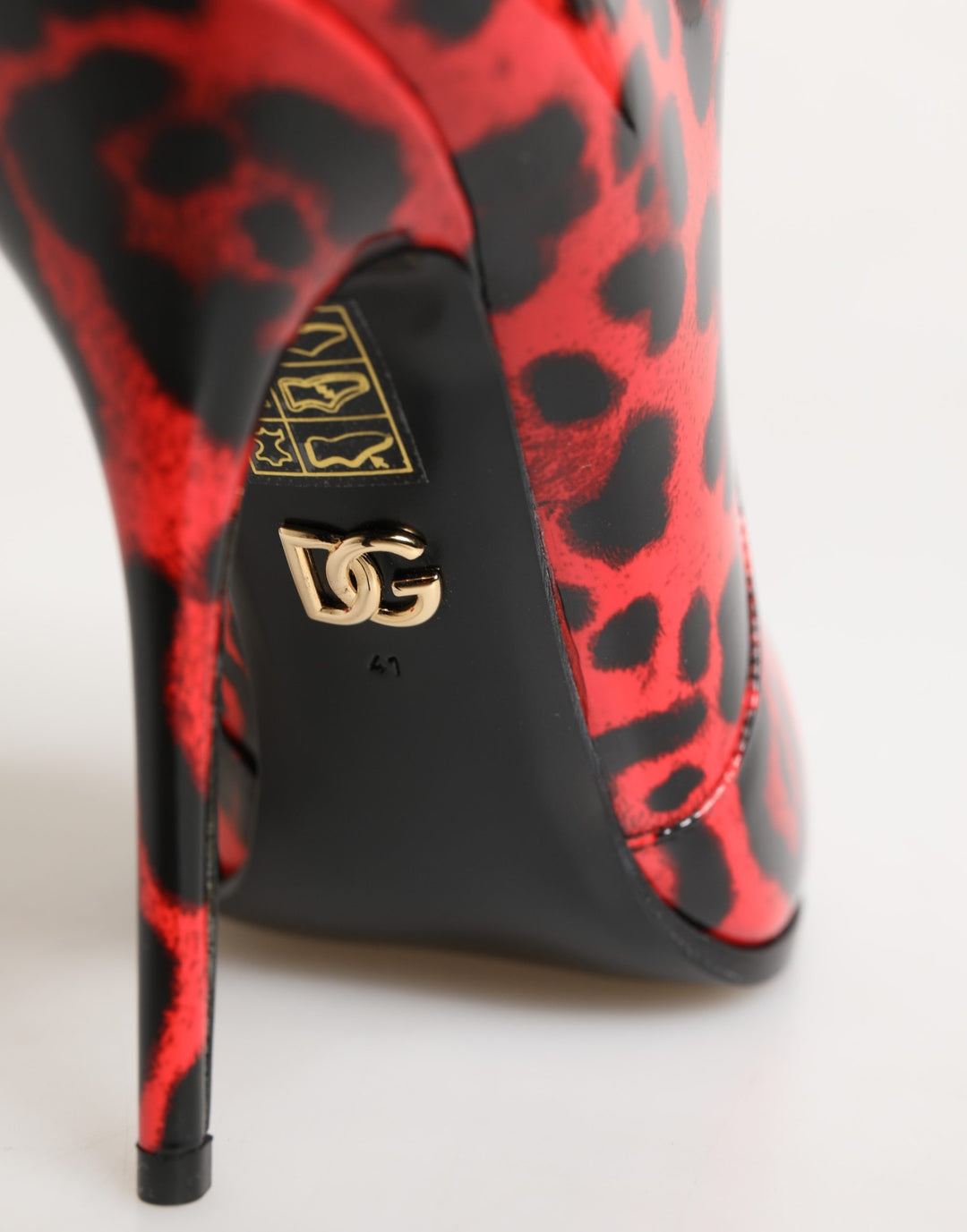Dolce &amp; Gabbana Red Leopard Cardinale Ankle Boots Shoes