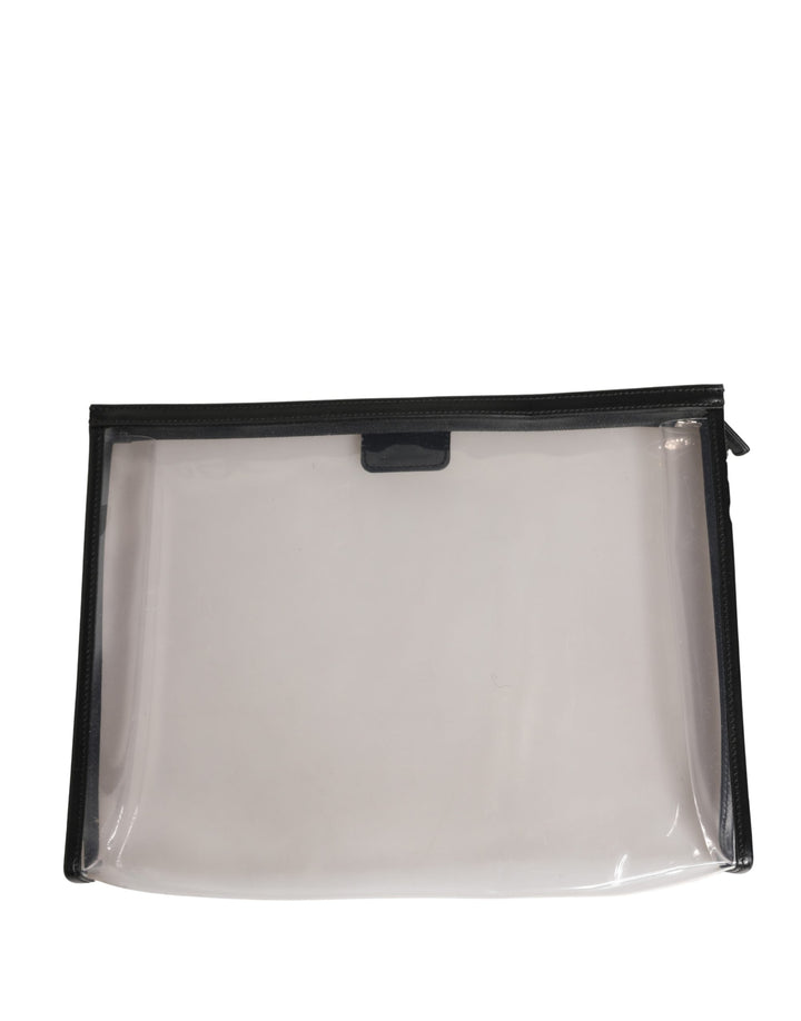 Dolce &amp; Gabbana Transparent PVC Clutch Pouch Purse Branded Logo Plaque Bag